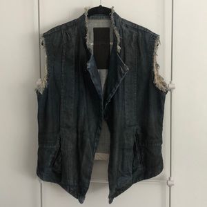 Waxed denim vest
